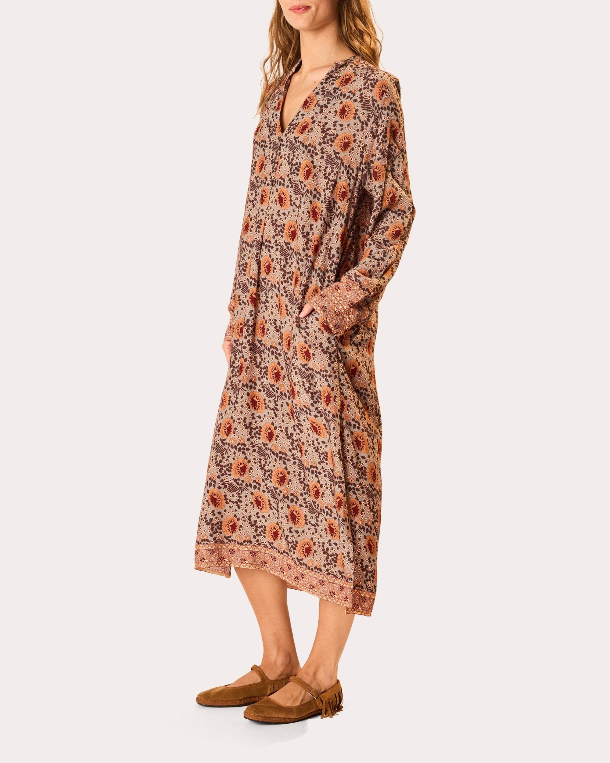 Valerie Floral V-Neck Midi Dress