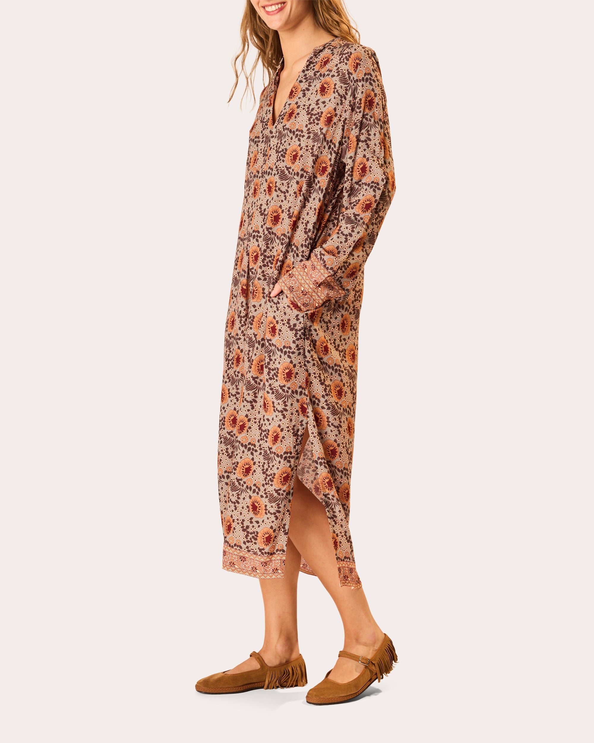 Valerie Floral V-Neck Midi Dress