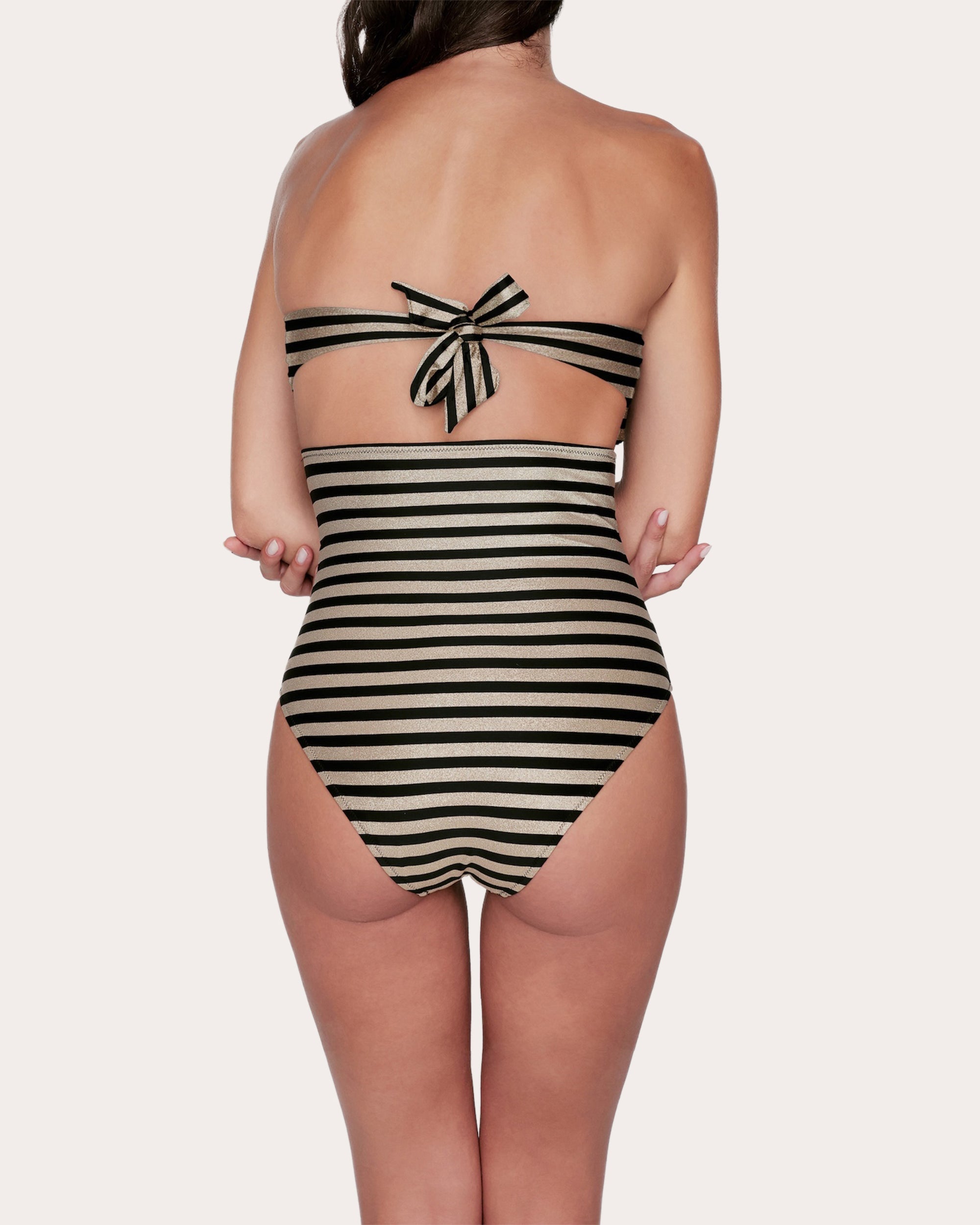 Sasha Stripe Ruffled Halter Bikini Top