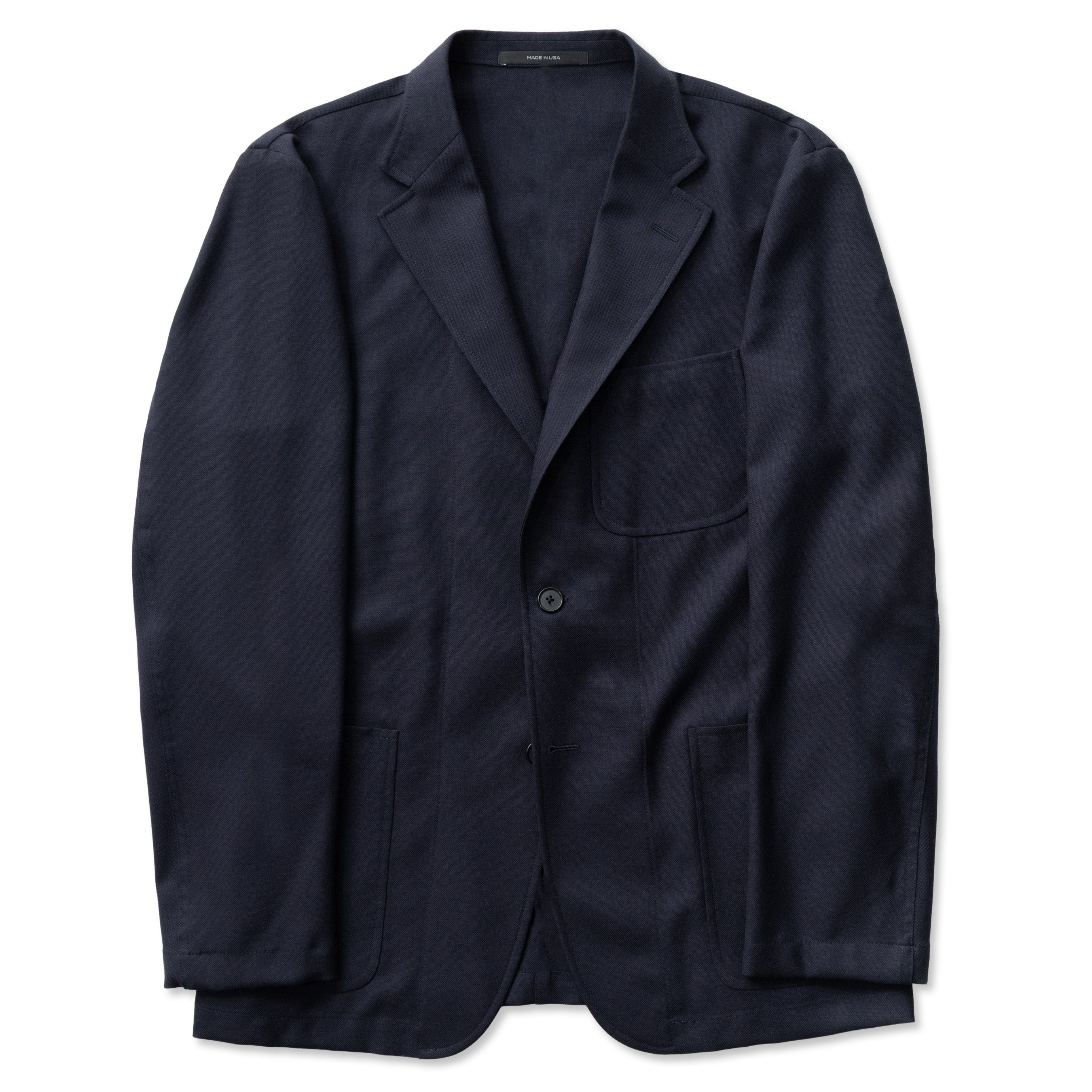 Navy Hopsack Simple Jacket