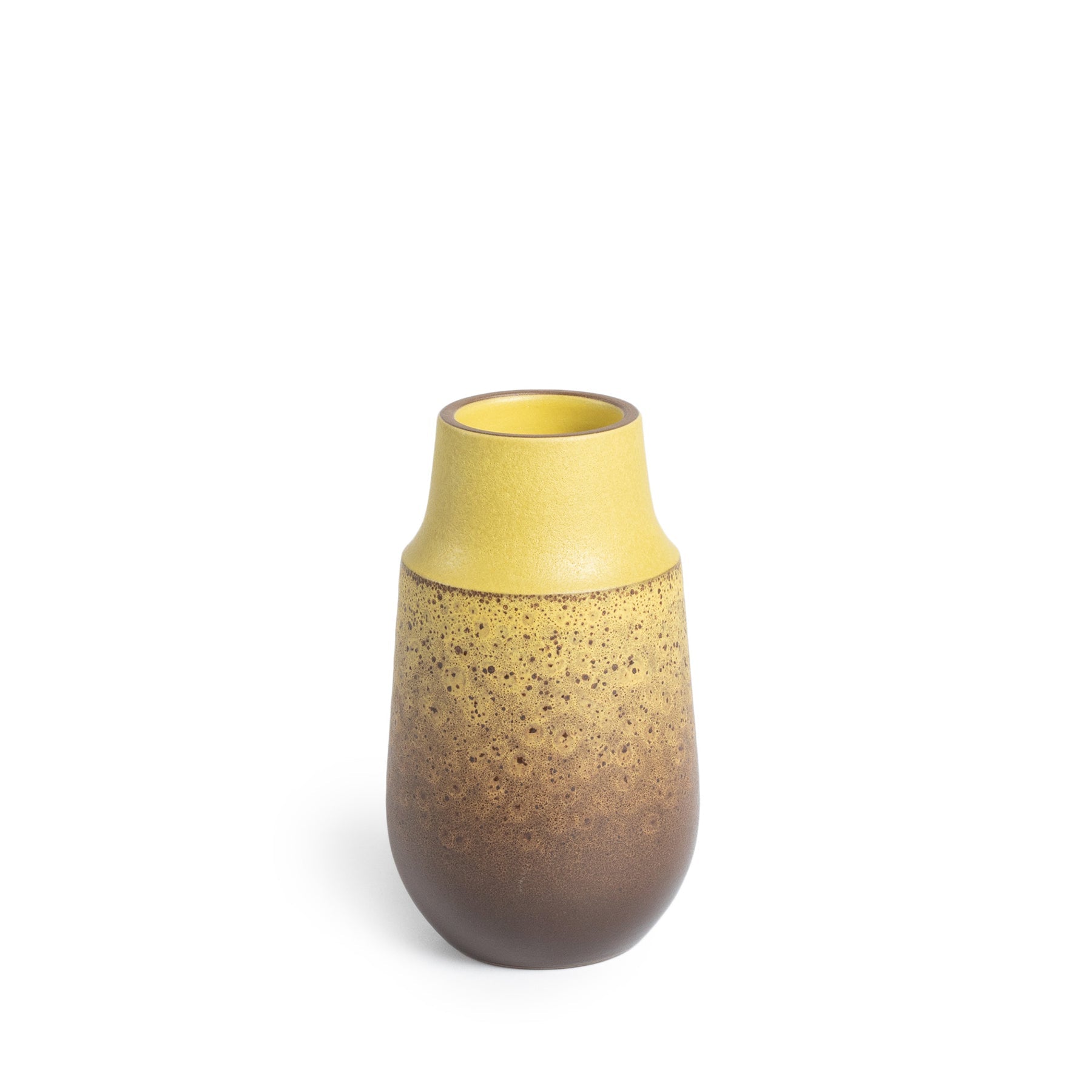 Neck Vase in Ochre and Matte Brown