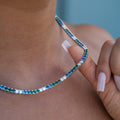 3MM Diamond Tennis Necklace - Green Royal Blue White