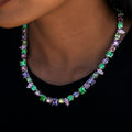 Floating Multicolor Stone Necklace in White Gold