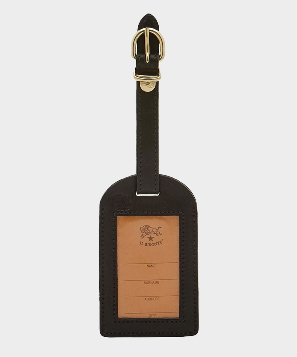 Il Bisonte Leather Luggage Tag in Black