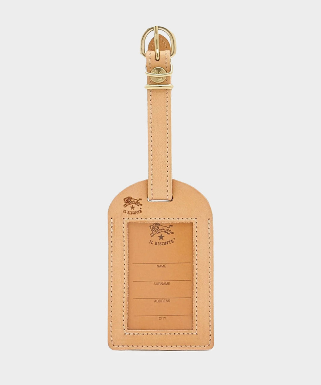 Il Bisonte Leather Luggage Tag in Natural