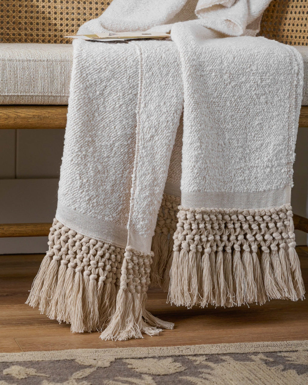 Antique White Essential Tassel Throw
