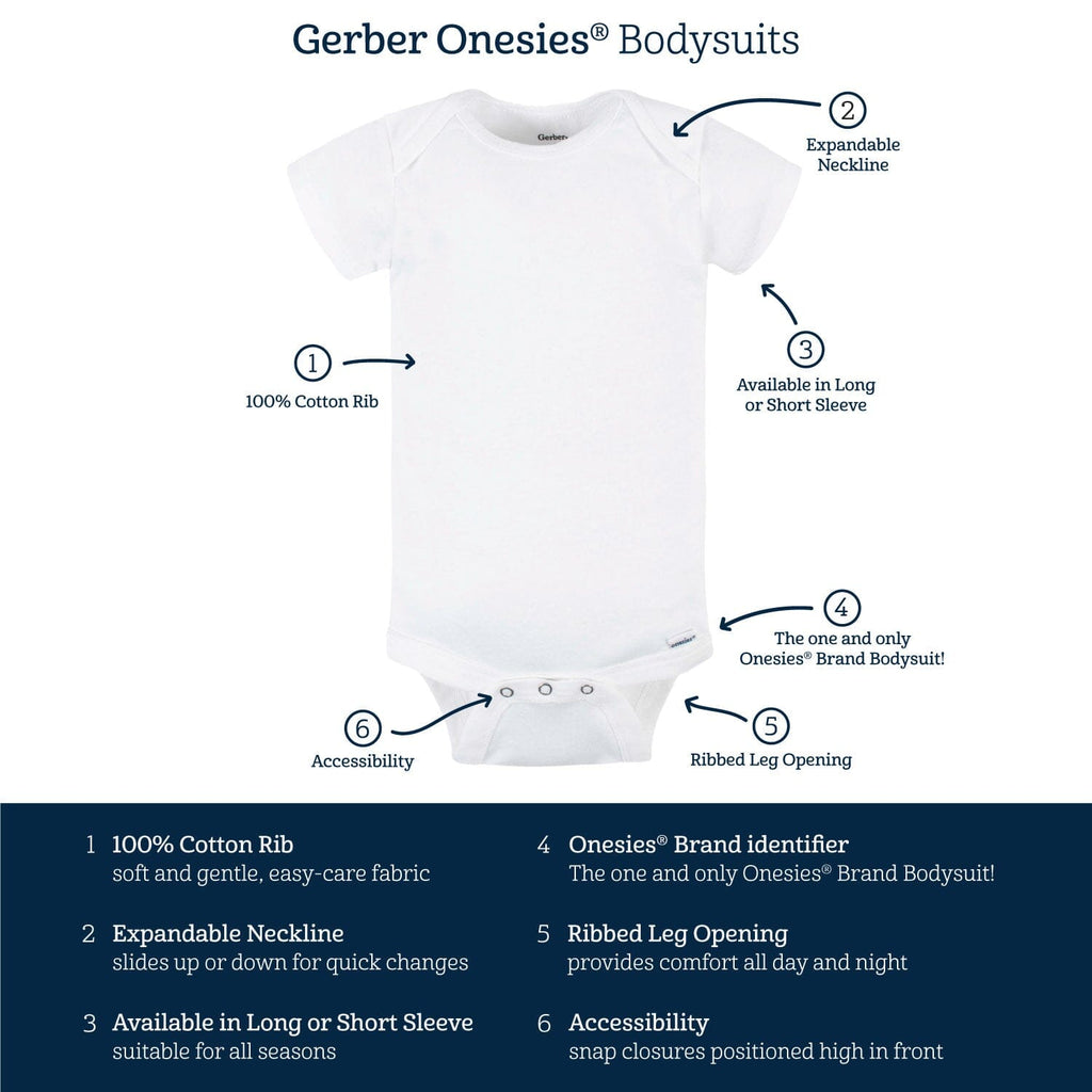 8-Pack Baby White Short-Sleeve Onesies® Bodysuits