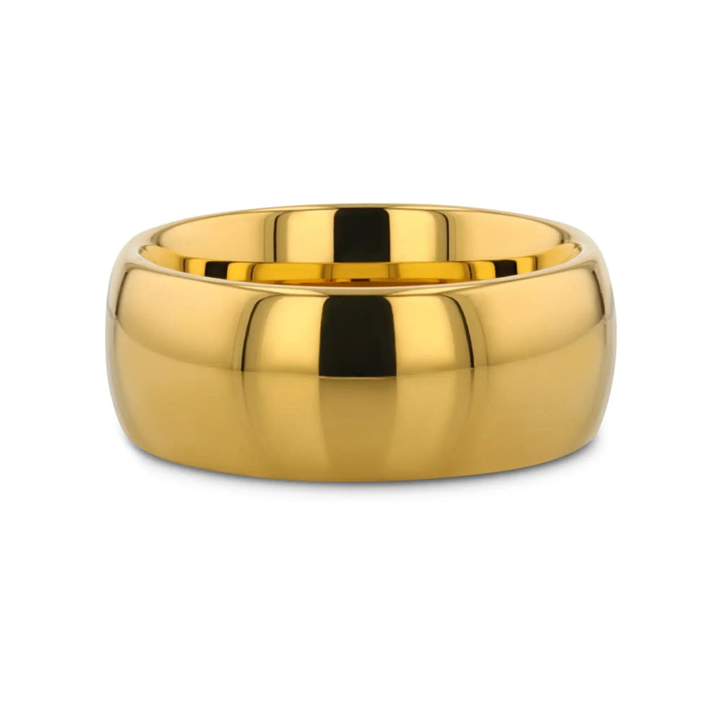 ORO Traditional Domed Gold-Plated Tungsten Carbide Wedding Ring, 4mm–10mm