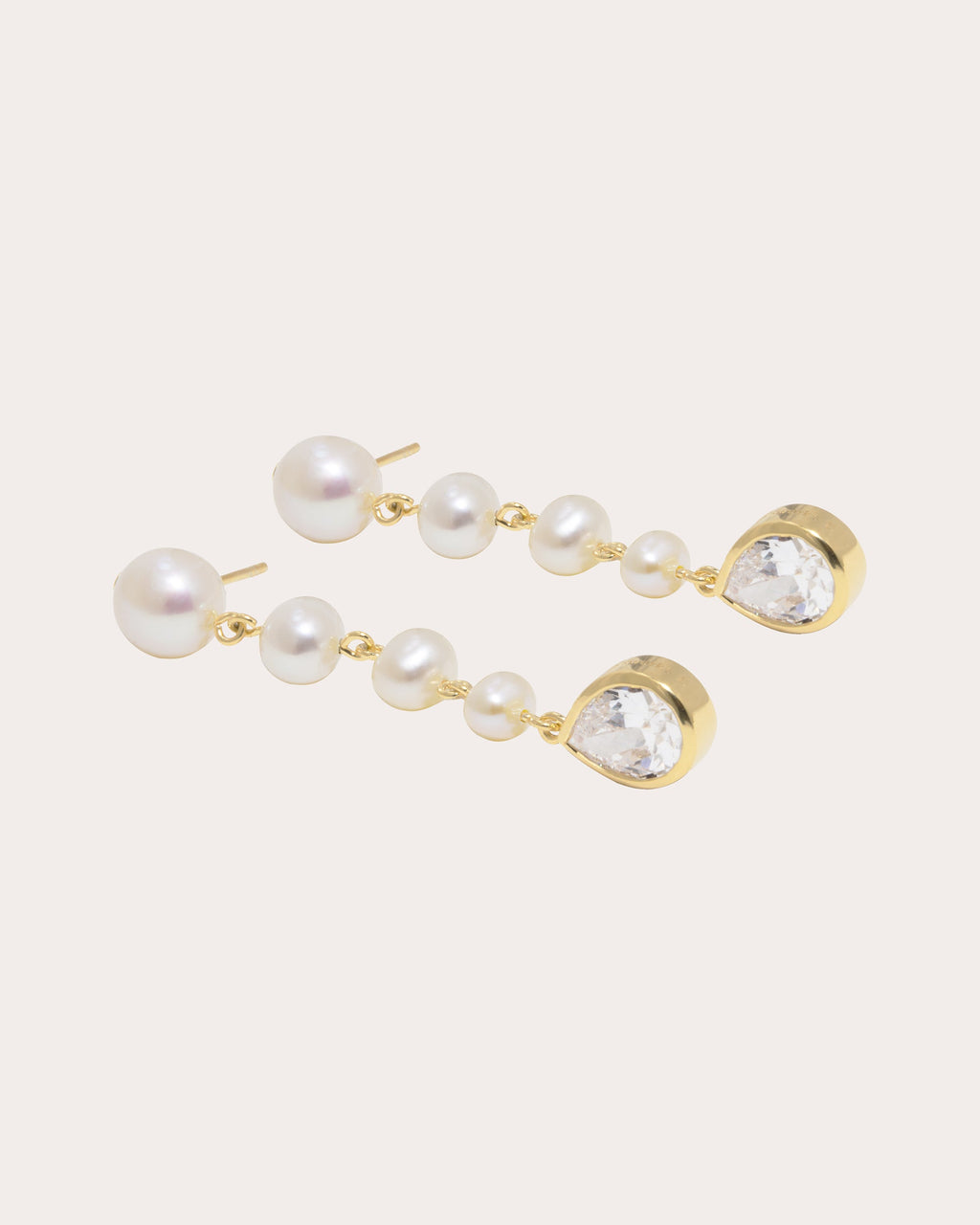 Pearl & Cubic Zirconia Drop Earrings