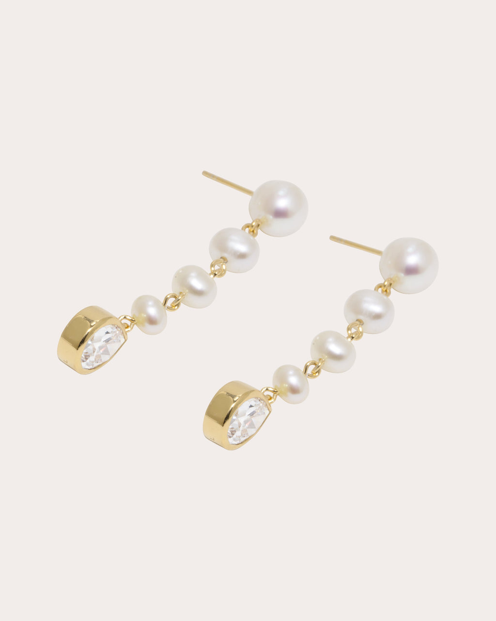 Pearl & Cubic Zirconia Drop Earrings
