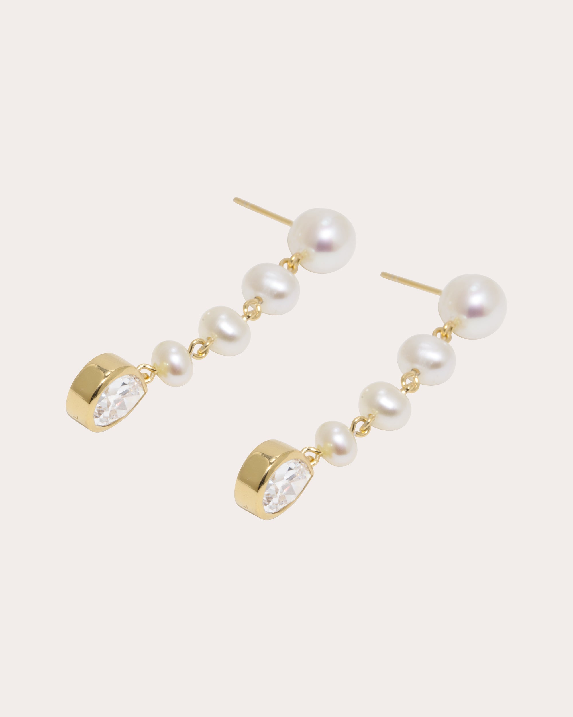 Pearl & Cubic Zirconia Drop Earrings