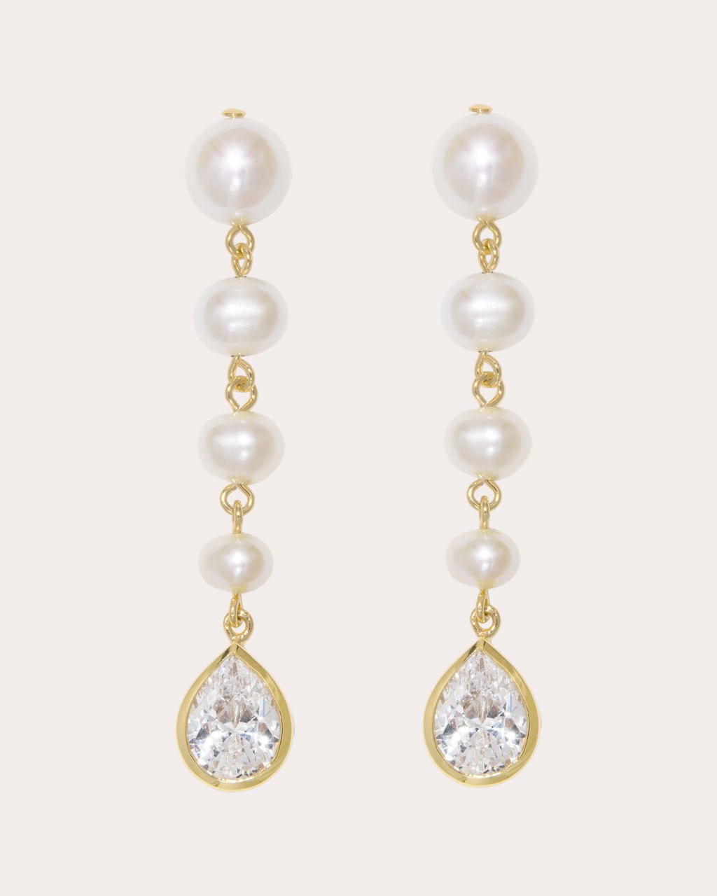 Pearl & Cubic Zirconia Drop Earrings