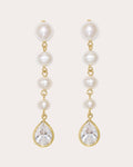 Pearl & Cubic Zirconia Drop Earrings