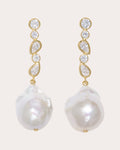 Baroque Pearl & Cubic Zirconia Pitter-Patter Drop Earrings