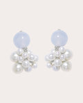 Sterling Silver Freshwater Pearl and Blue Lace Agate Earrings