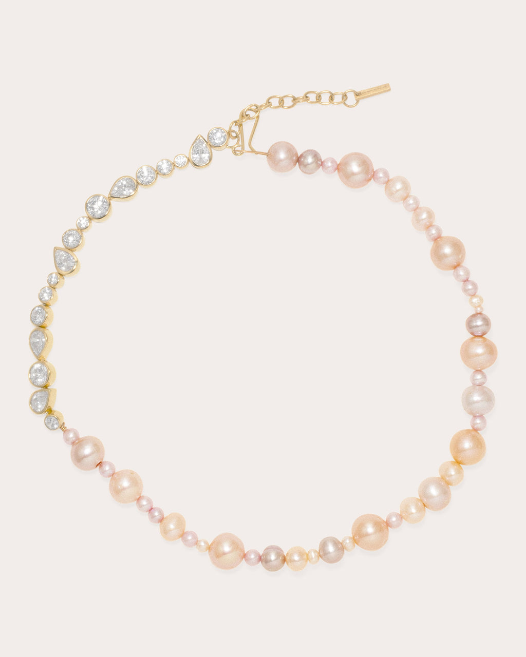 Float Gold-Plated Pearl and Cubic Zirconia Necklace