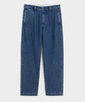 Relaxed Pleated Denim Chino in Blue Stonewash