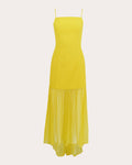 Paloma Satin Chiffon Combo Midi Dress