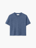 Women's Travel Merino Drop Shoulder Cropped Tee - Denim Blue