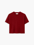 Women's Travel Merino Drop Shoulder Cropped Tee - Deep Red