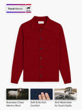 Men's Travel Merino Overshirt - Deep Red