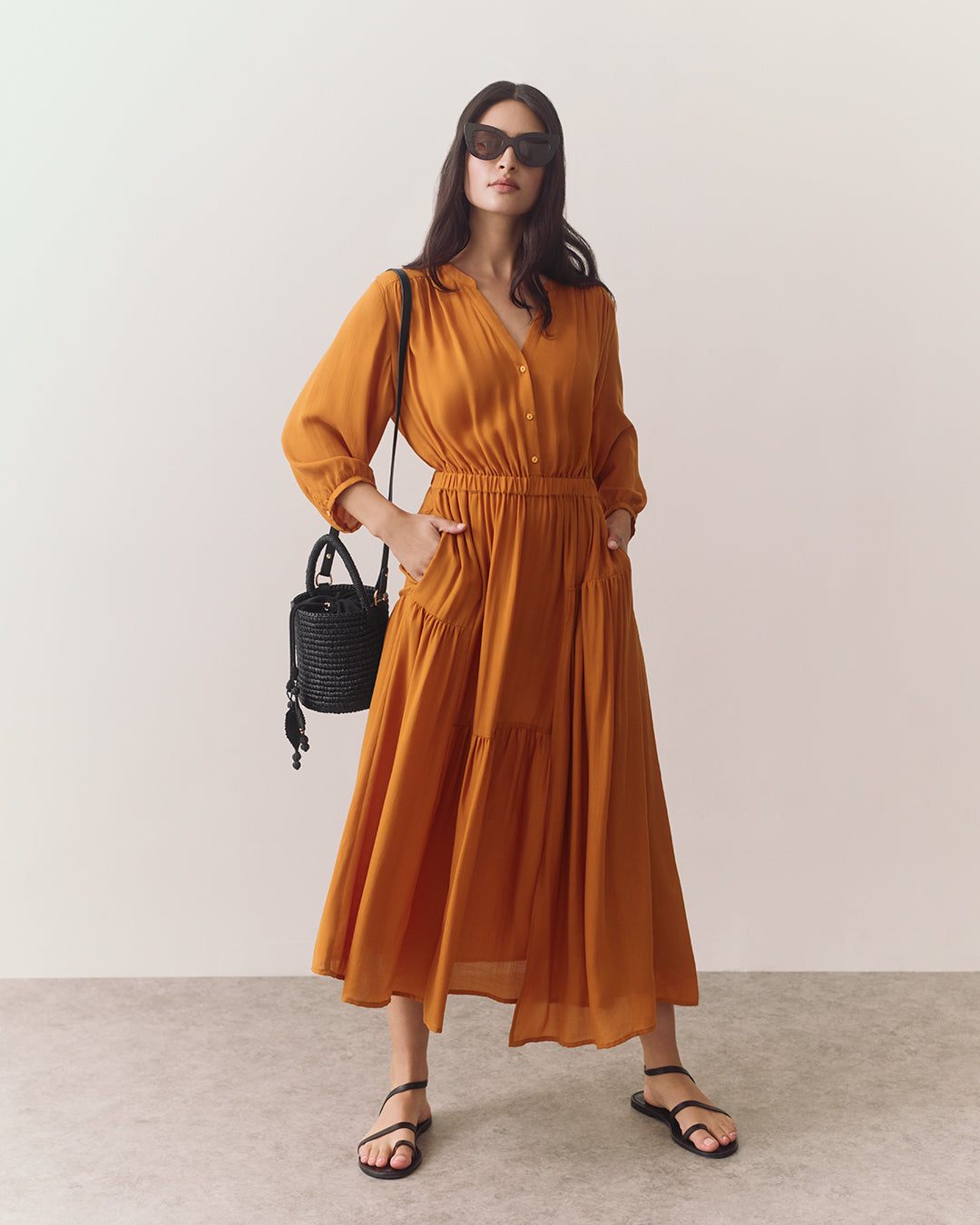 Tencel Gathered Panel Dress