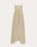 Rachel Polka Dot Raw Silk Gathered Midi Dress