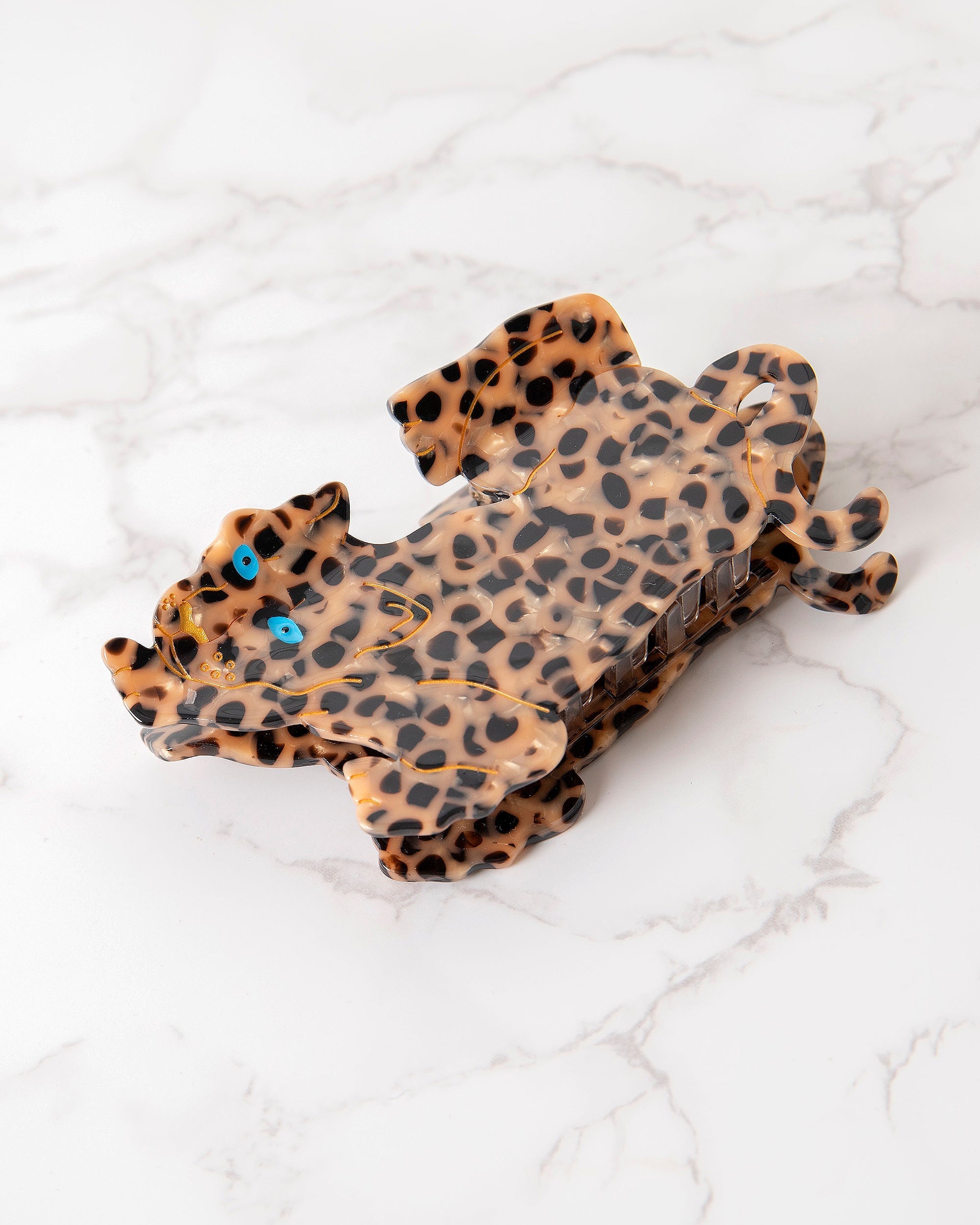 Brown - Hand Painted Leopard Claw Hair Clip - Solar Eclipse