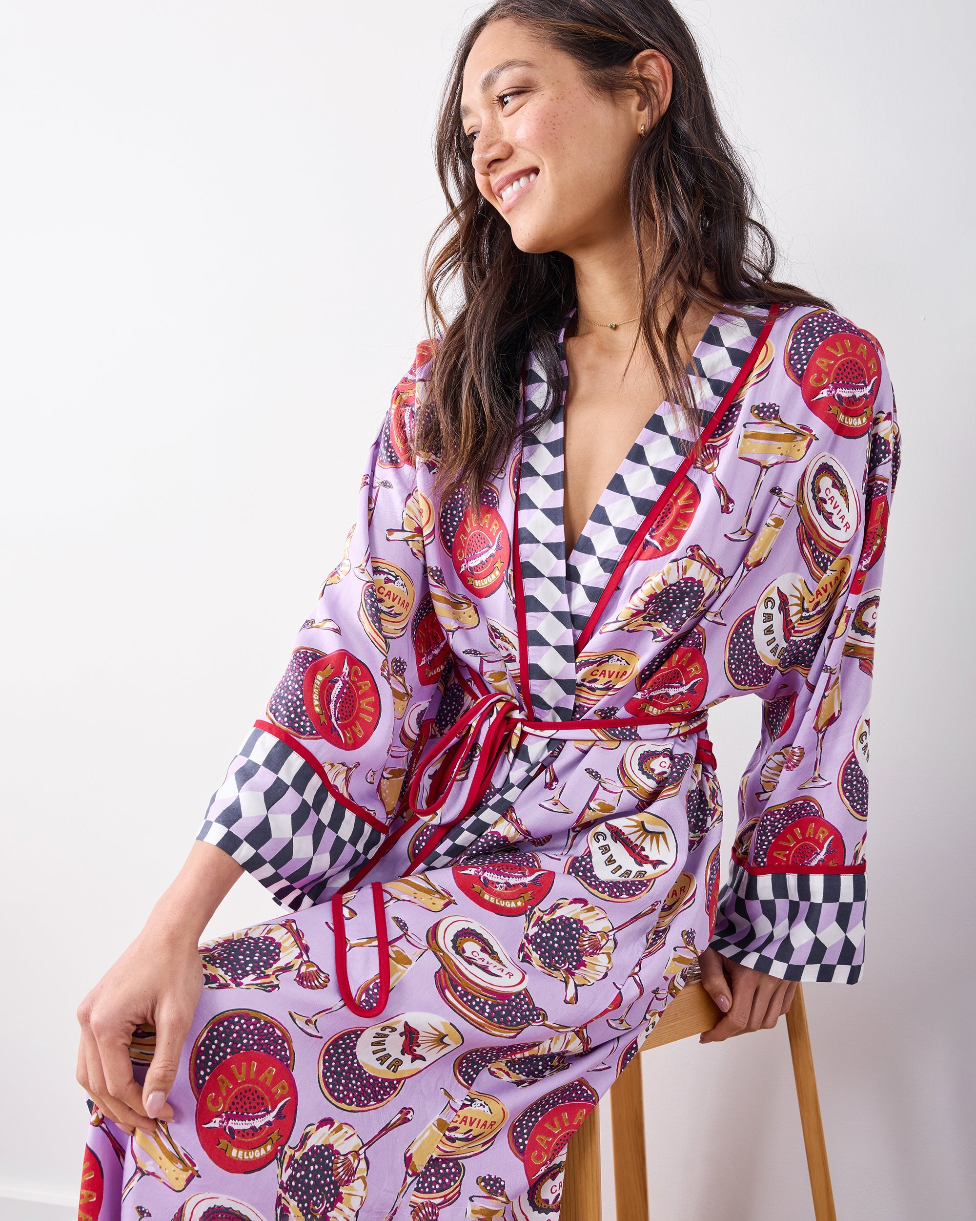 Champagne & Caviar - Eco Satin Robe - Lavender Spritz