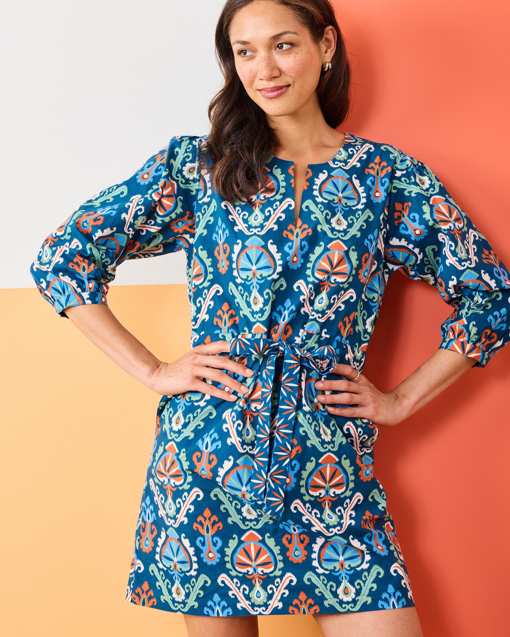 Eclectic Ikat - Genevieve Dress - Navy