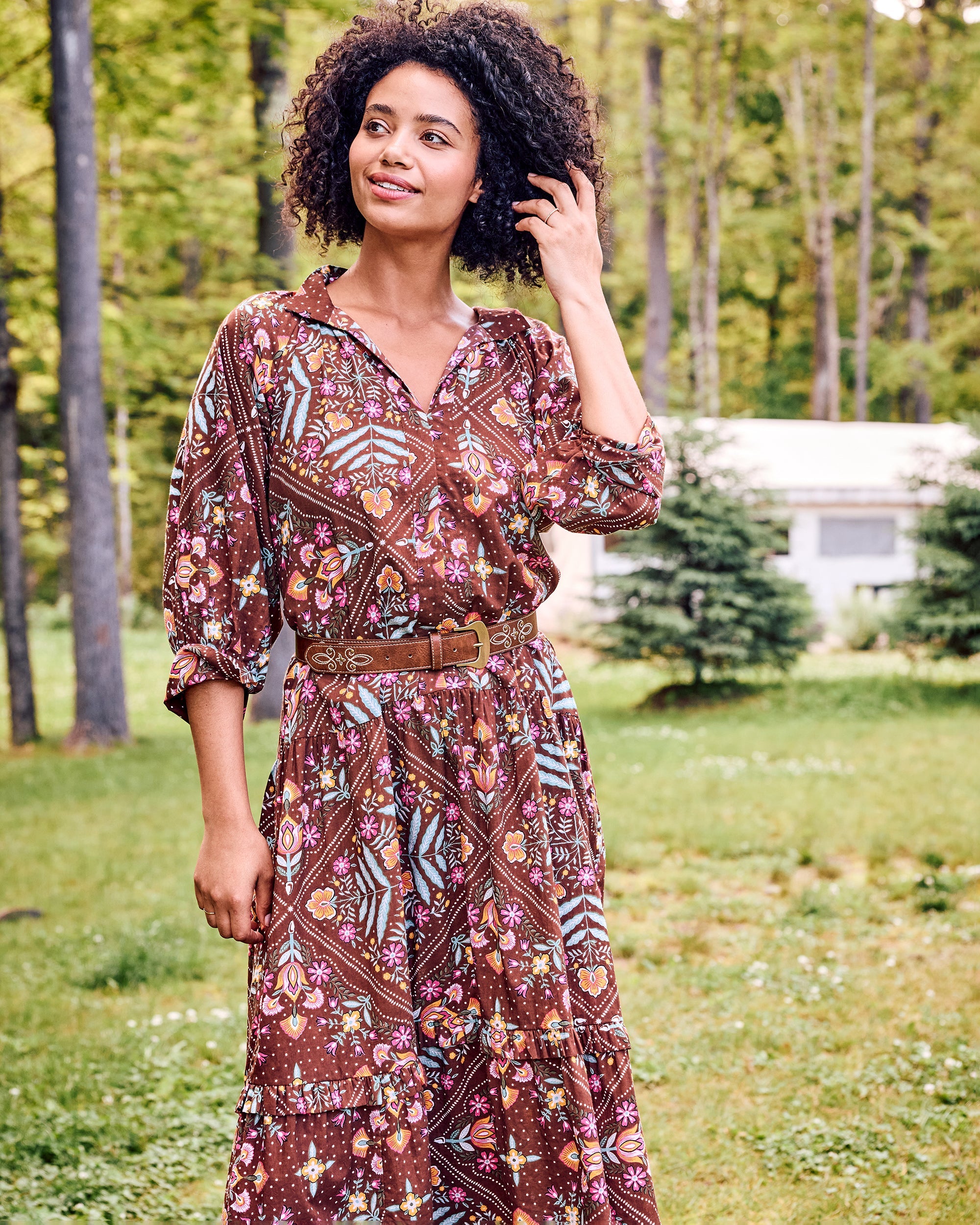 Floral Bandana - Fayette Dress - Tanned Copper