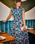 Christmas Cocktails - Ready to Ruffle Dress - Navy