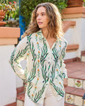 Wildflower Vines - Aster Button Down - Antique Lace