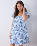 High Tea Toile - Pintuck Nightgown - Notting Hill Blue