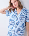 High Tea Toile - Short PJ Set - Notting Hill Blue