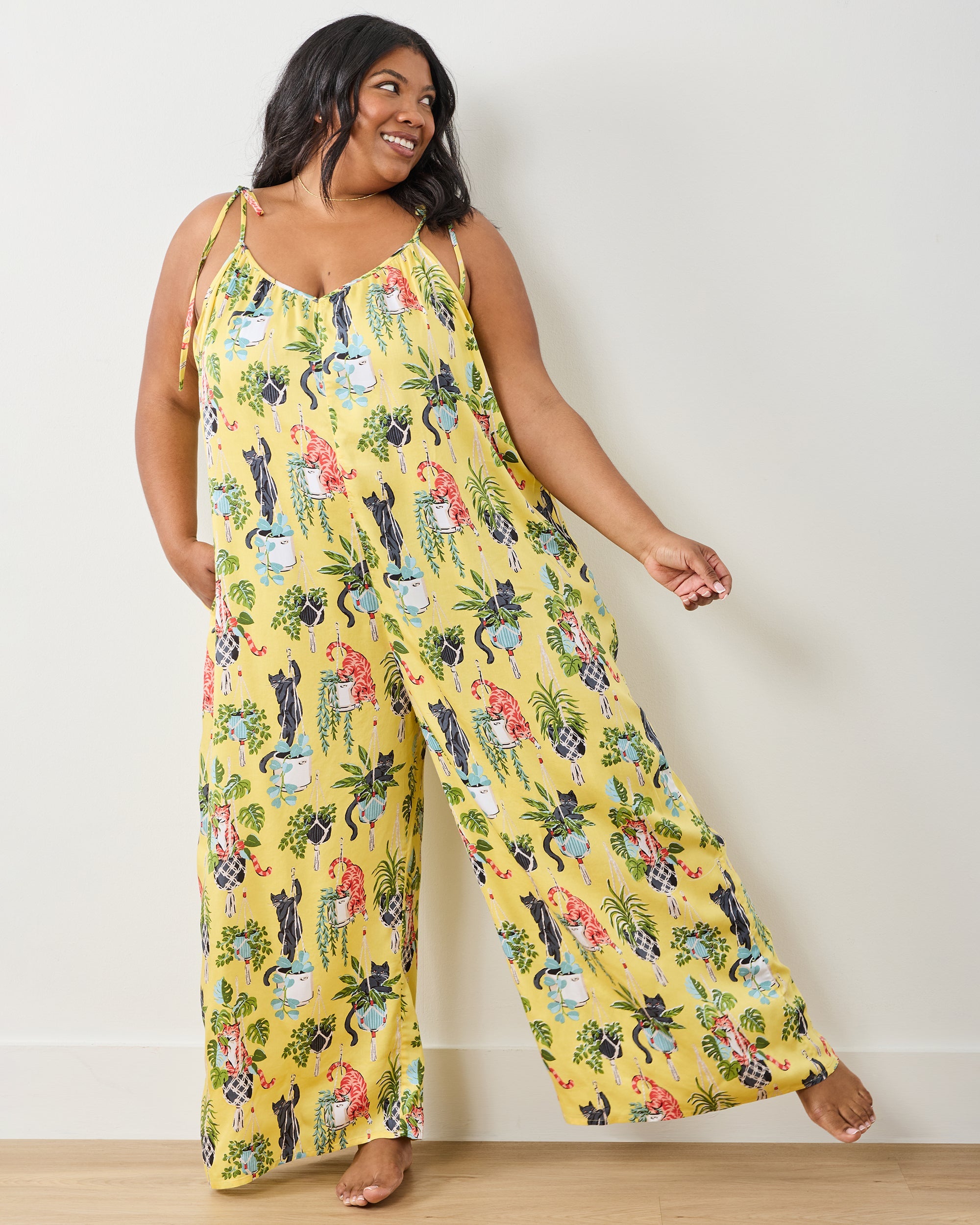 Macrame Mischief - Eco Satin Jaipur Jumpsuit - Sunshine