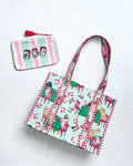Mah Jongg Menagerie - Petite Traveler Tote & Embroidered Pouch Bundle - Pale Jade