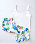 Hydrangea Honeymoon - Ruffle Cropped Pants & Esme Tank Bundle - Cloud