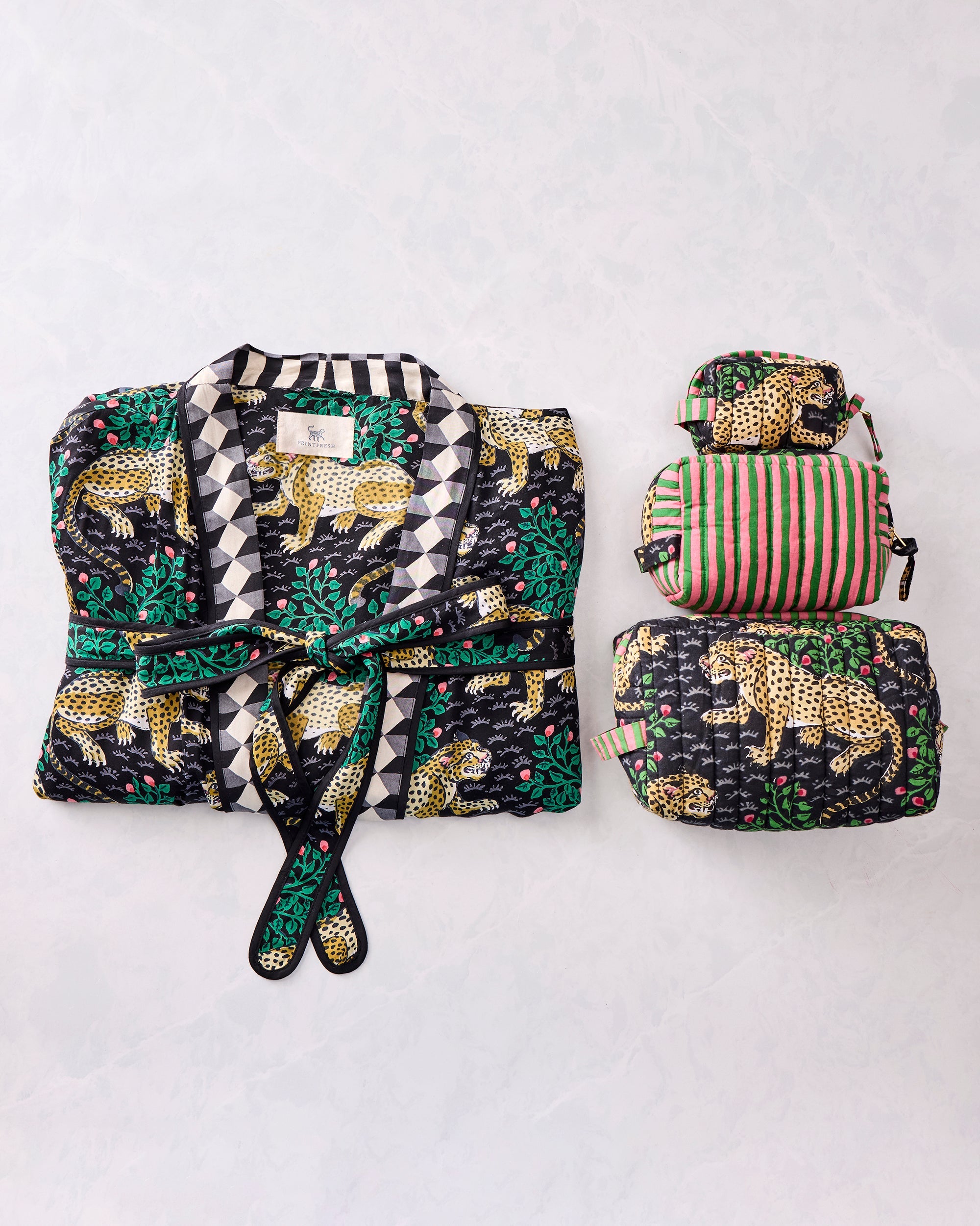 Bagheera - Eco Satin Robe & Pouches Bundle - Ink