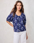 Marigold Bloom - Gilmore Blouse - Midnight Tide