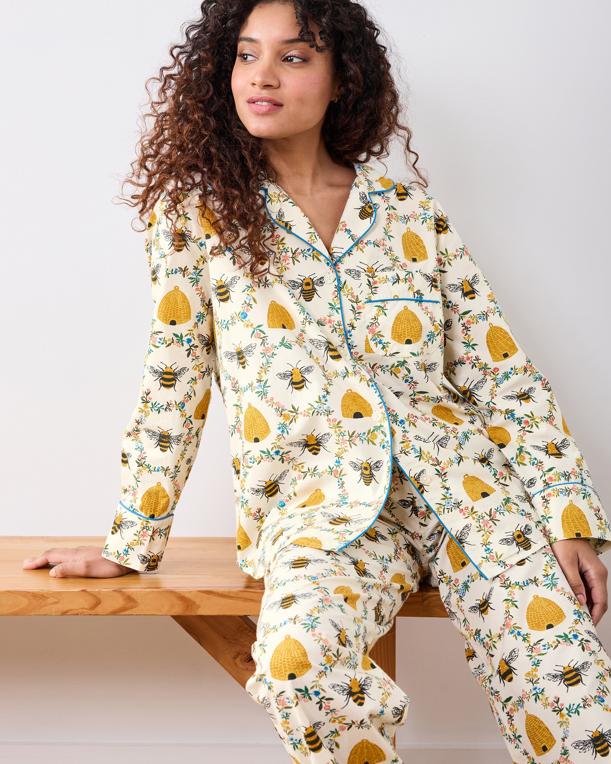 Sweet Bee - Tall Long PJ Set - Cream