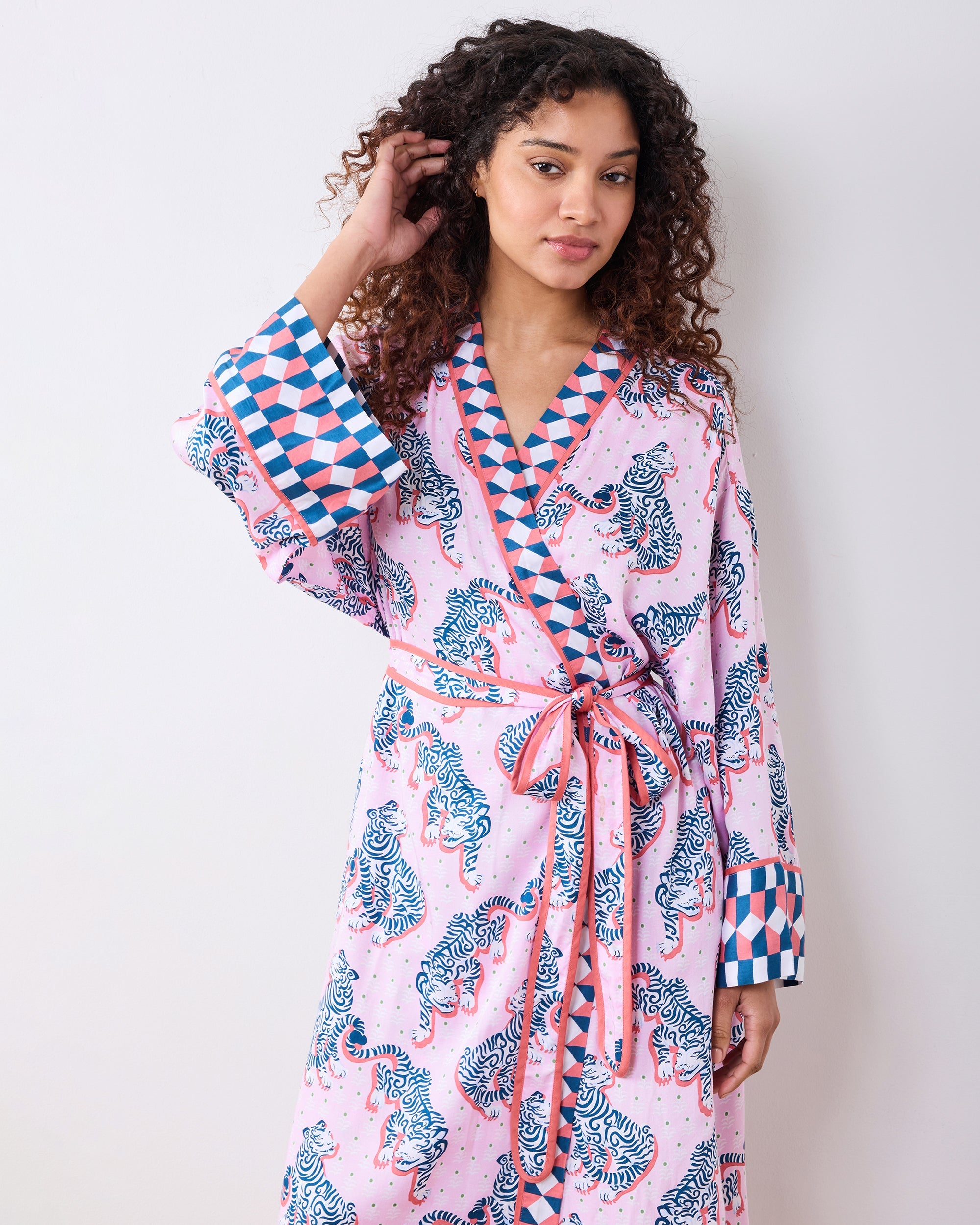 Tiger Queen - Eco Satin Robe - Blush & Bashful