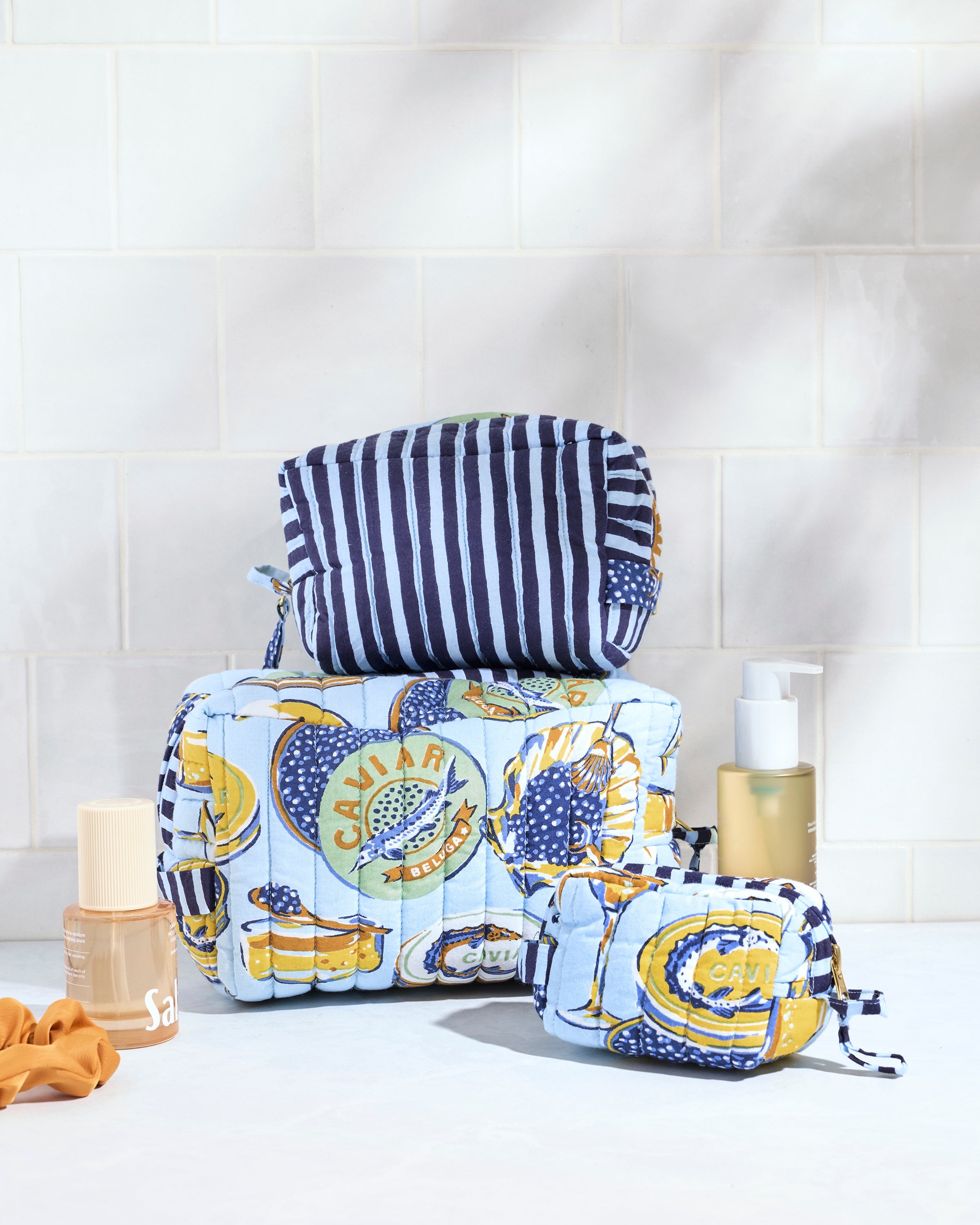 Champagne & Caviar - Three's Best Pouch Set - Pale Blue