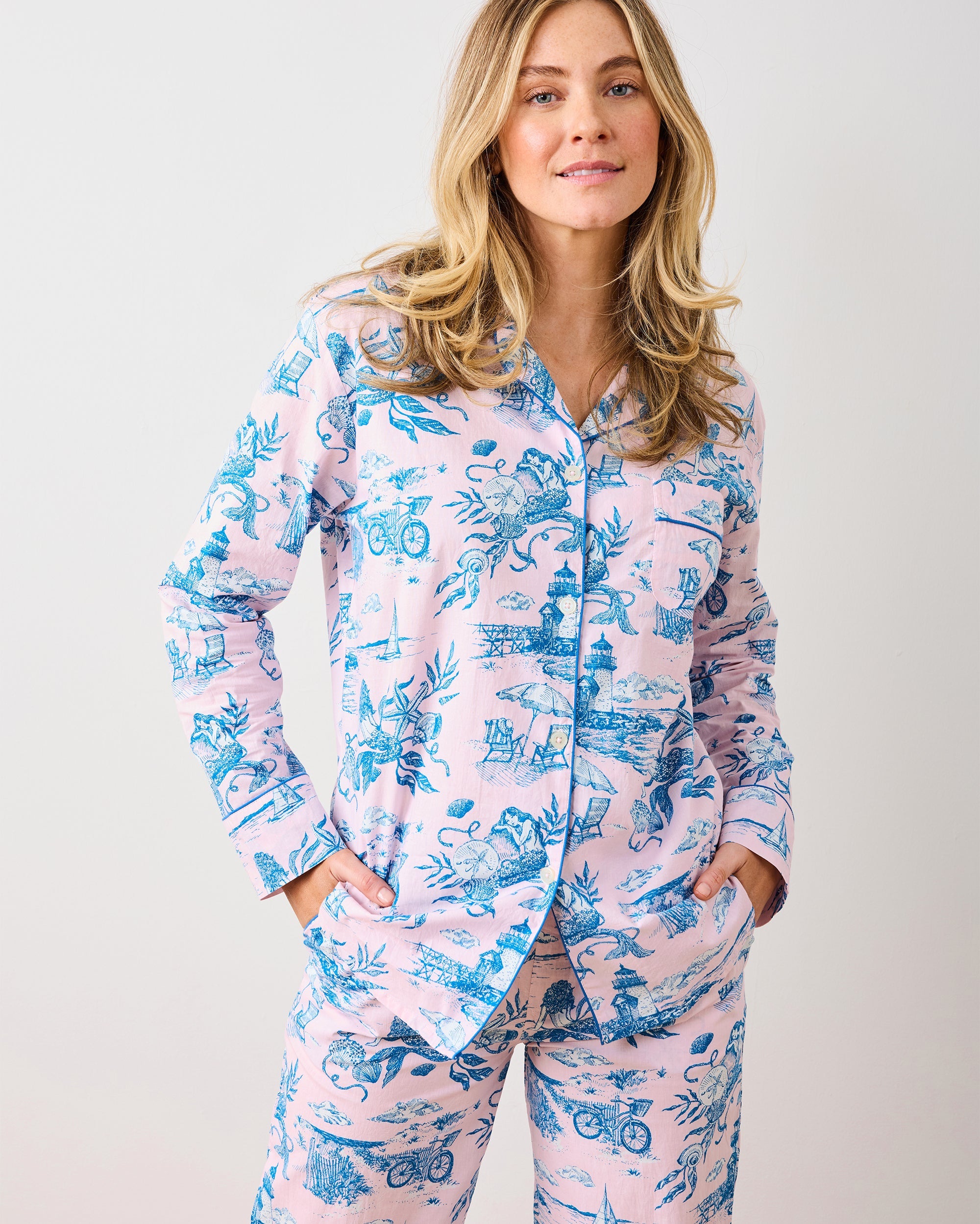 Mermaid Toile - Petite Long PJ Set - Blush
