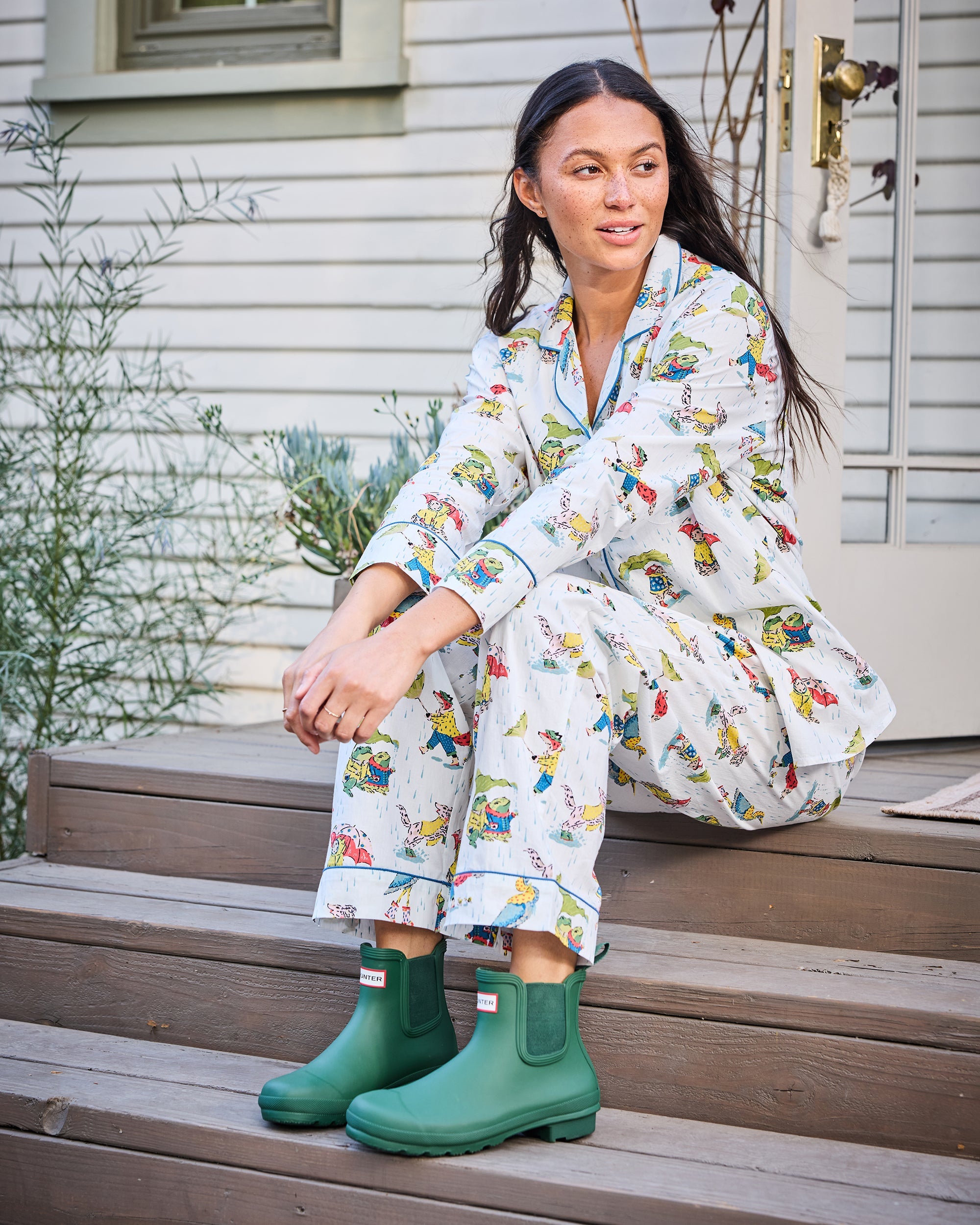 Spring Showers - Long PJ Set - Rain Cloud