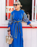 PF + Pencil & Paper Co. Embroidered Hens - Lillian Dress - Cobalt