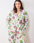 Royal Palms - Long PJ Set - Pink Basil