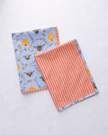 Sweet Bee - Tea Towels Set Of 2 - Soft Blue