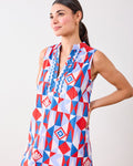Underwater Mosaic - Ocean View Long Tunic Dress - Retro Red