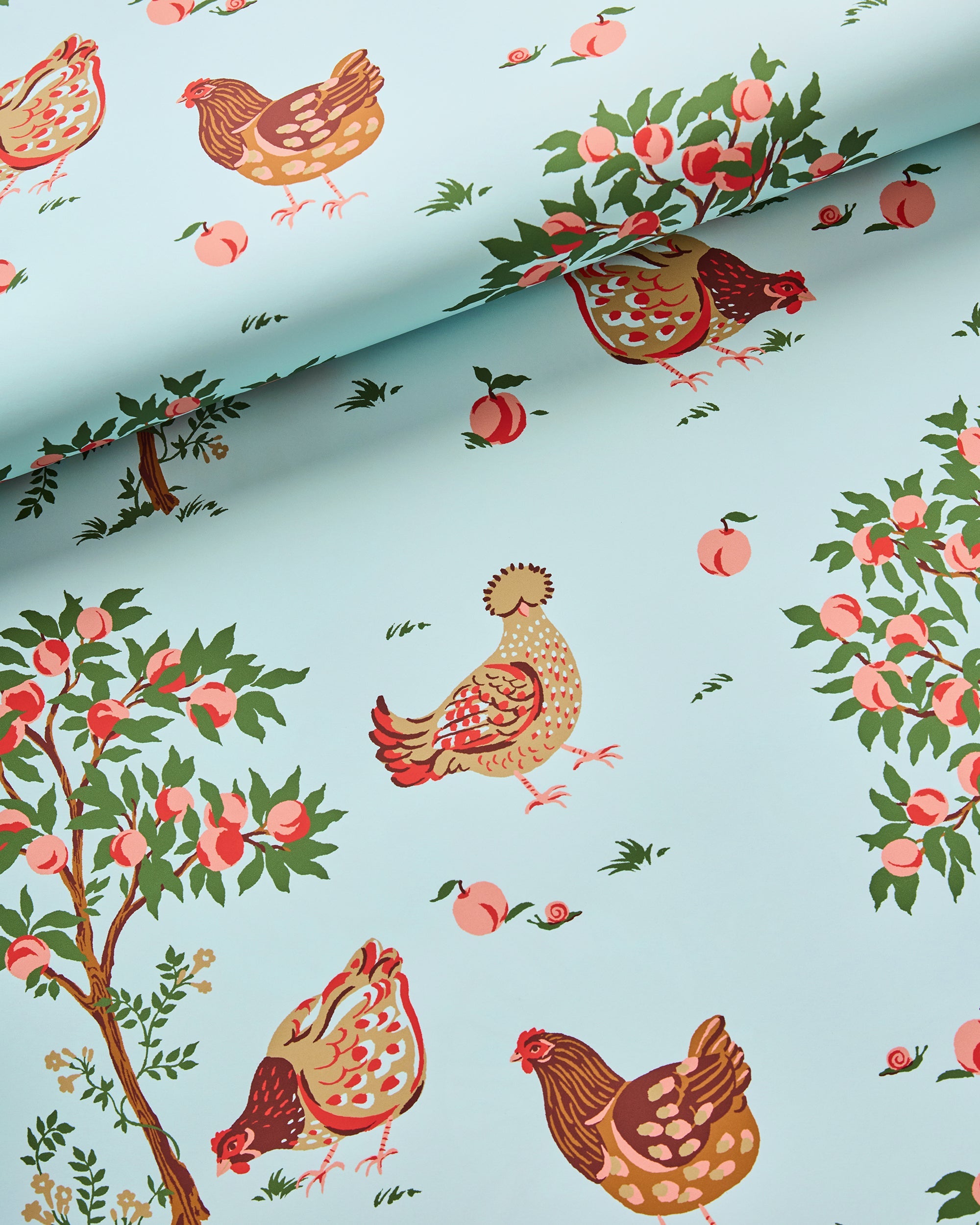 Hen House - Peel & Stick Wallpaper - Aqua